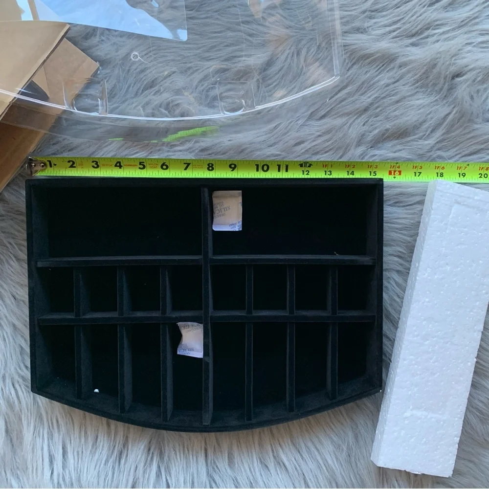 NEW black velvet jewelry tray chess organizer